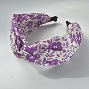 NEW Purple White Floral Printed Fabric Knot Headband
